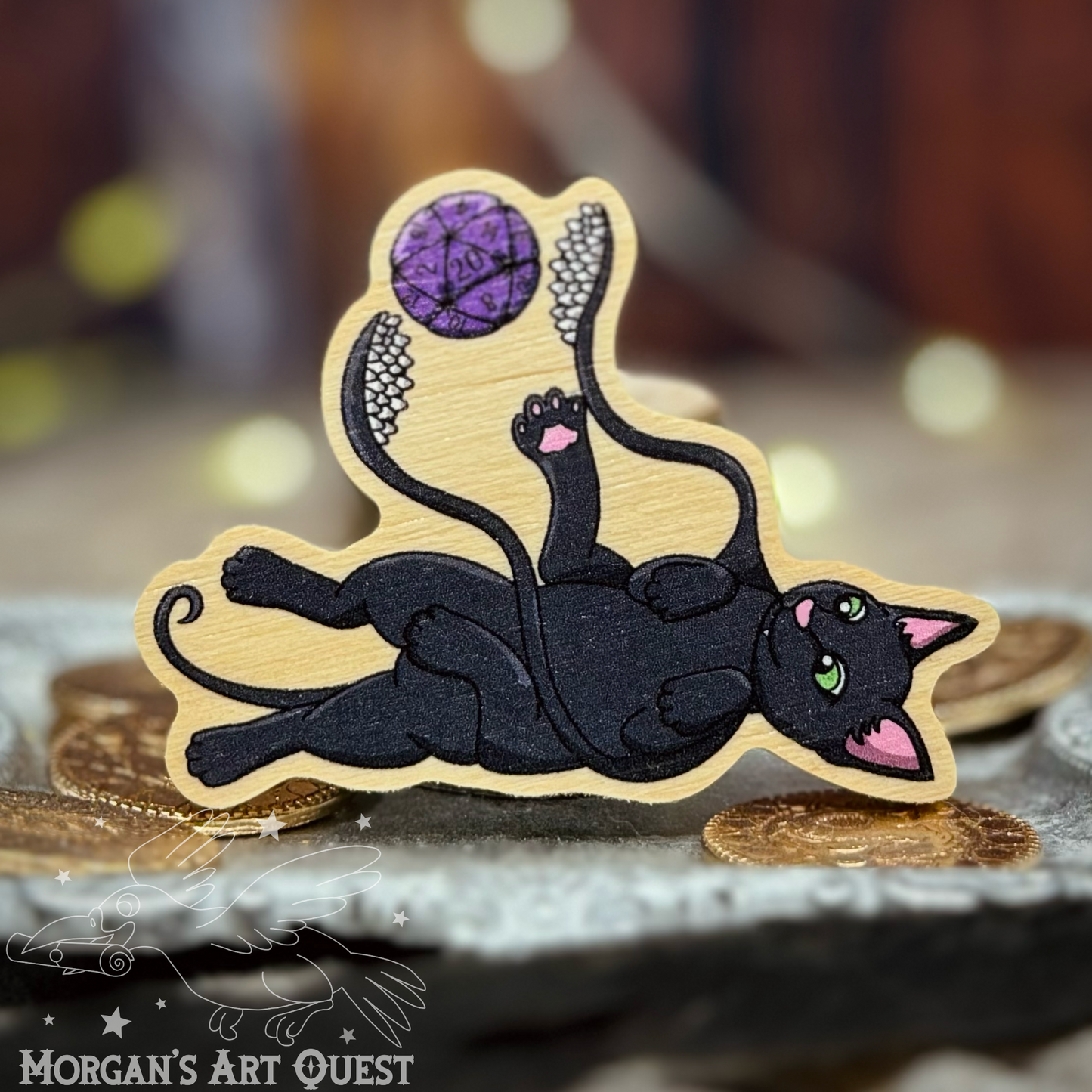 Tentacle Kitten Wood Pin